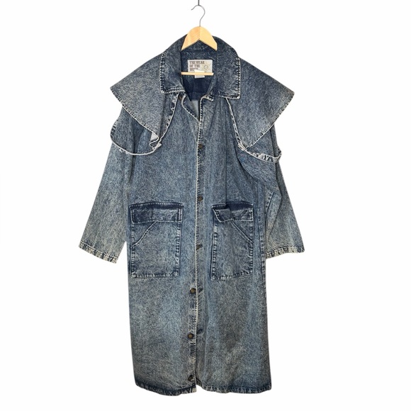 The Wear of the West x Vintage 80s Acid Wash Heavyweight Denim Duster - Picture 2 of 12
